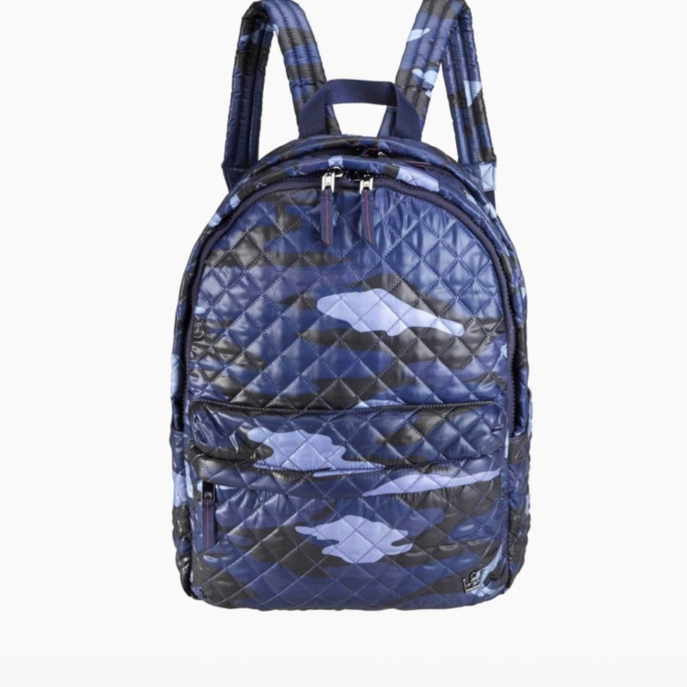 NWT Oliver Thomas backpack never used. Perfect condition blue camo print